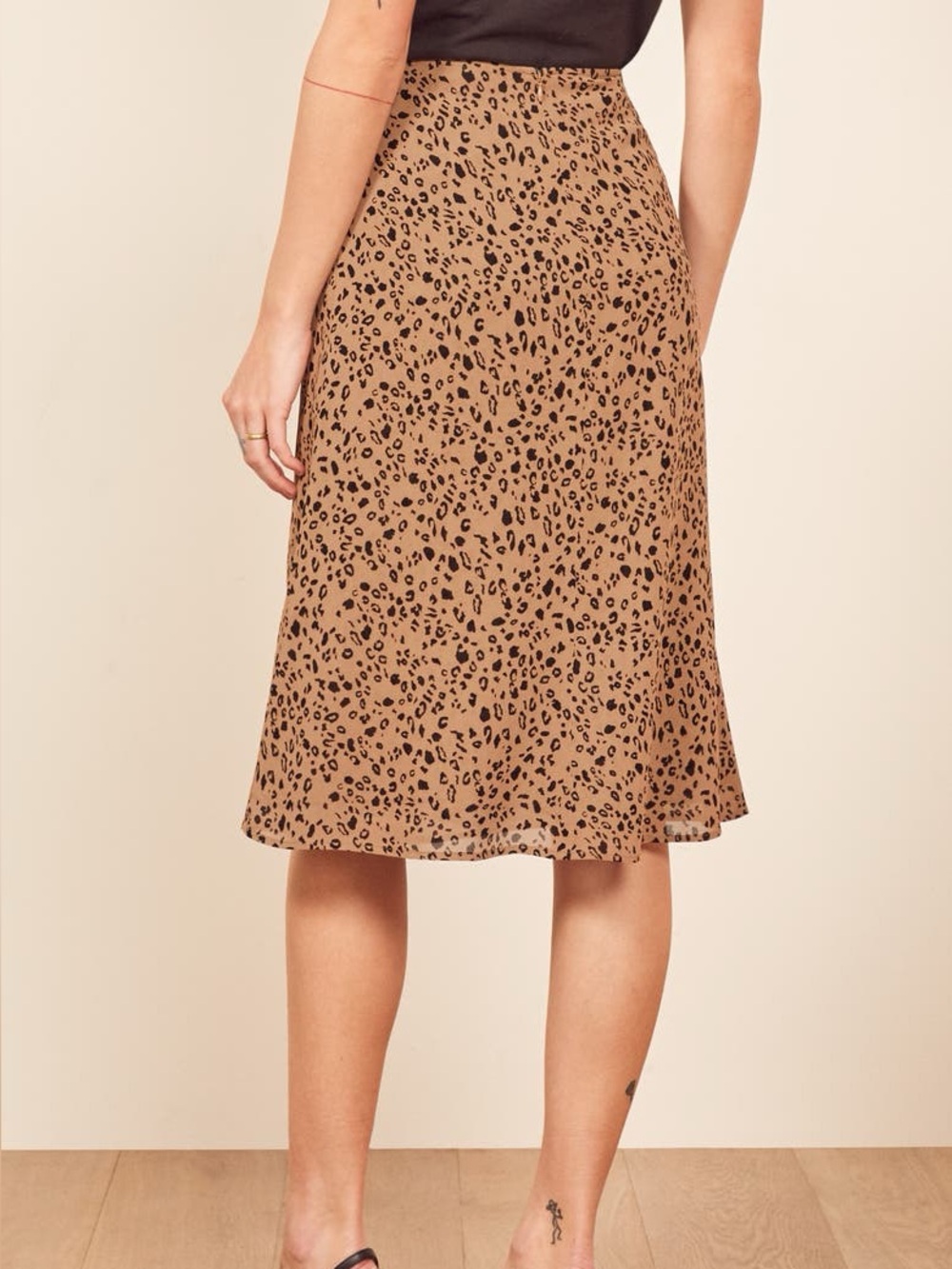 Reformation Mia Midi Silk Skirt Light Blush Color